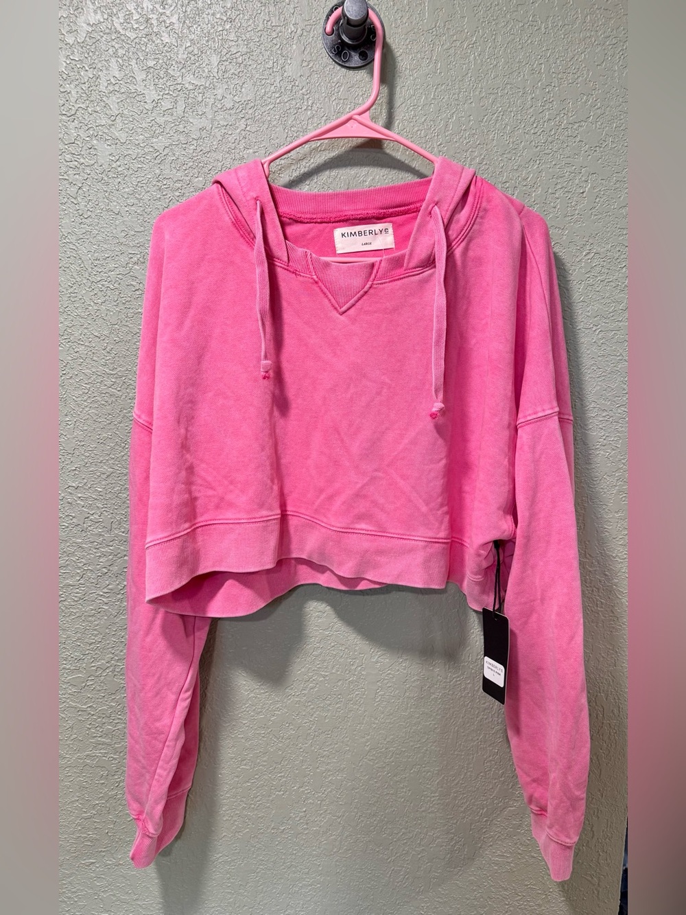 Kimberly C Pink Cropped Hoodie NWT L